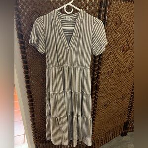 Striped Linen-Blend Dress